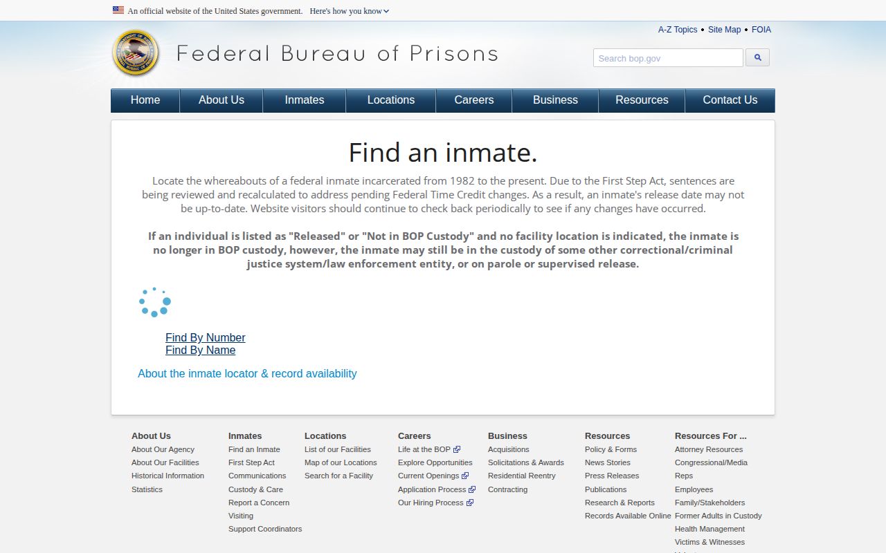 BOP locator for federal inmates released in Louisiana