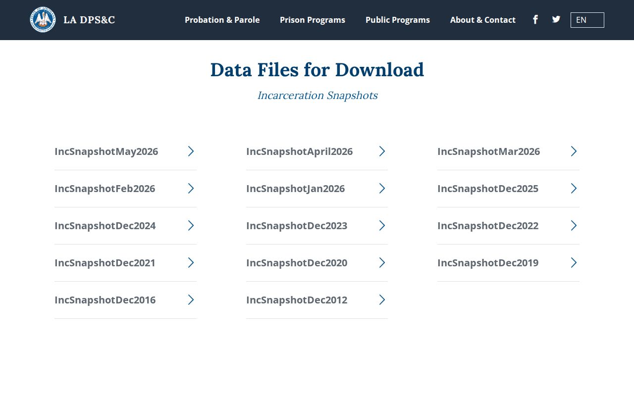 Louisiana DPS&C data downloads for statewide release records
