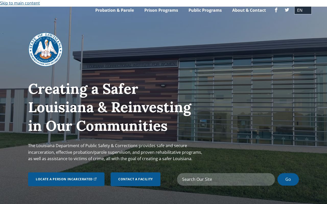 Louisiana DPS&C home page for statewide released inmate records
