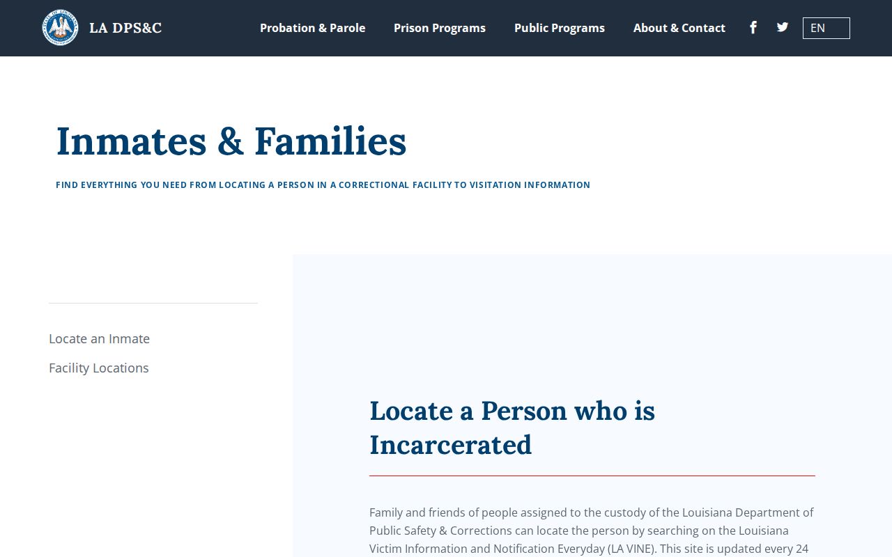 Louisiana DPS&C locator instructions for released inmates and community supervision